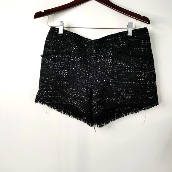 LOFT Frayed Hem Tweed Women‎ 4 Black/White Side Zip Shorts Biker Daisy Dukes Y2K - Picture 1 of 10